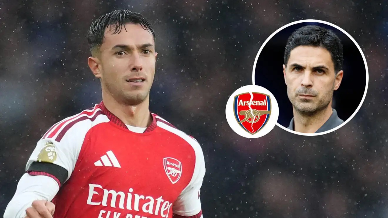 Arsenal head coach Mikel Arteta and Martin Zubimendi