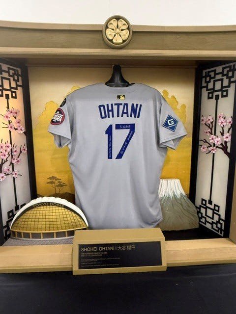 Shohei Ohtani's 2025 Tokyo Series jersey was on display at The Realest's booth at ComplexCon.