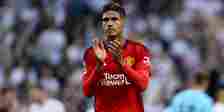 Manchester United defender Raphael Varane applauding the supporters