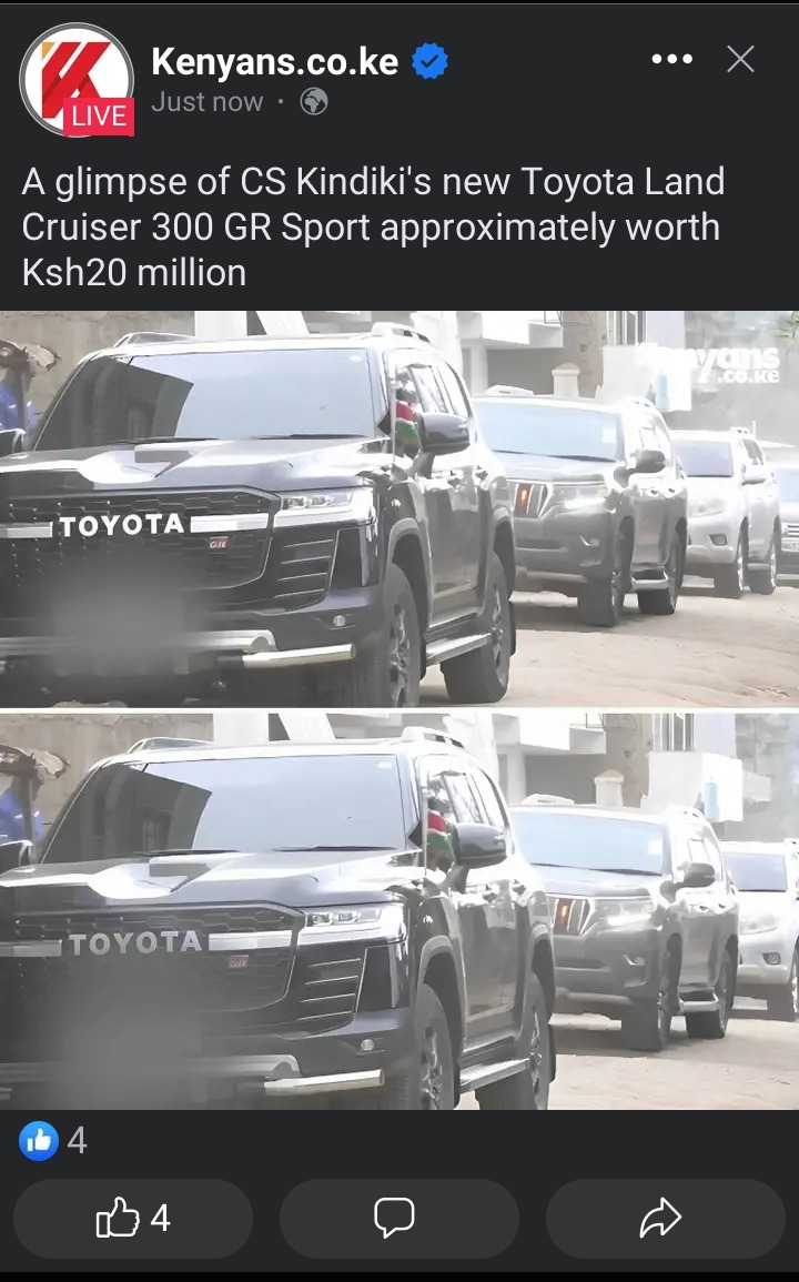 Mixed Reactions As Photos Of Kithure Kindiki's New High End Car Worth ...