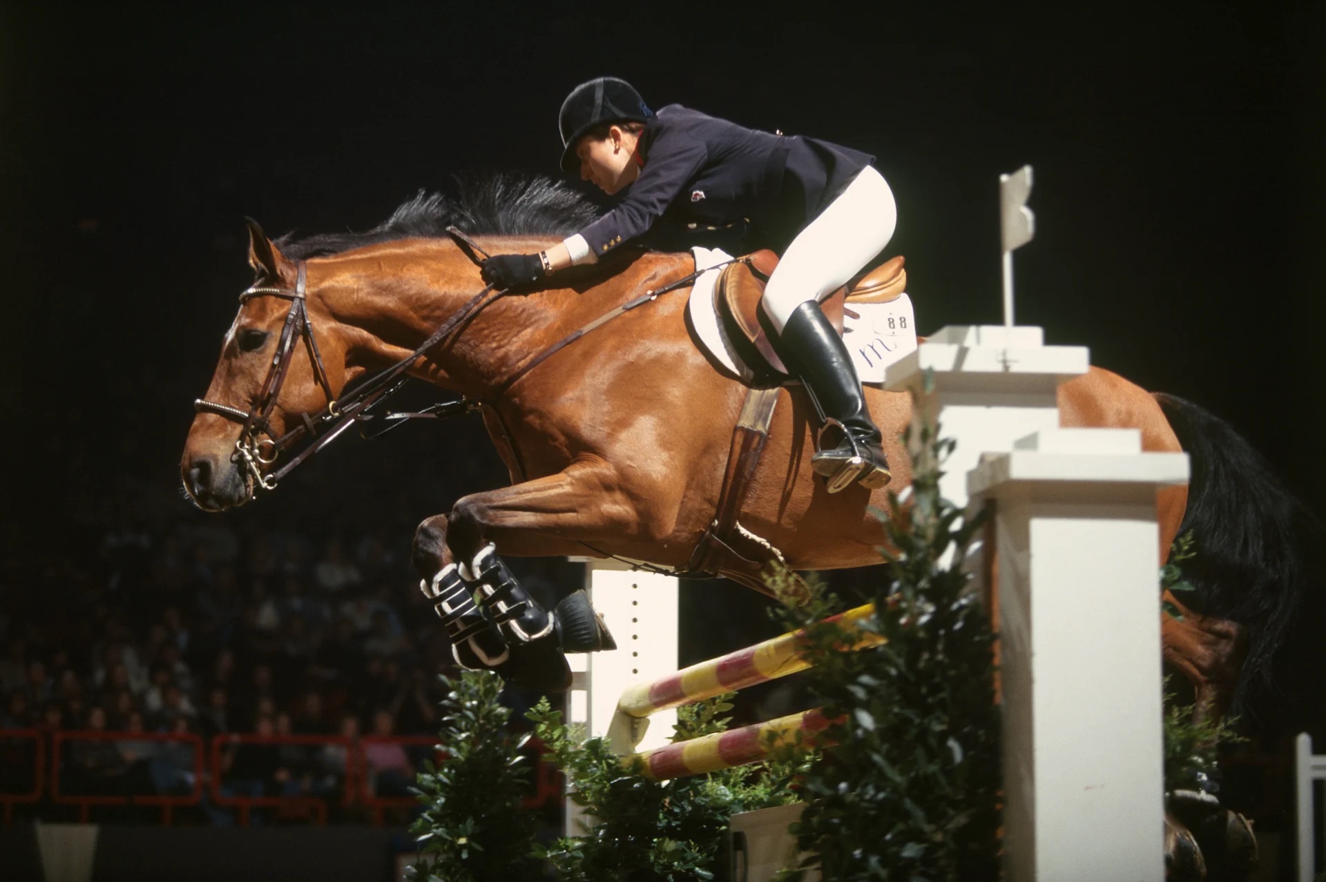 Alexandra Ledermann from France competes with "Rochet M" at the Bercy's Jumping.   (Photo by Dimitri Iundt/Corbis/VCG via Getty Images)