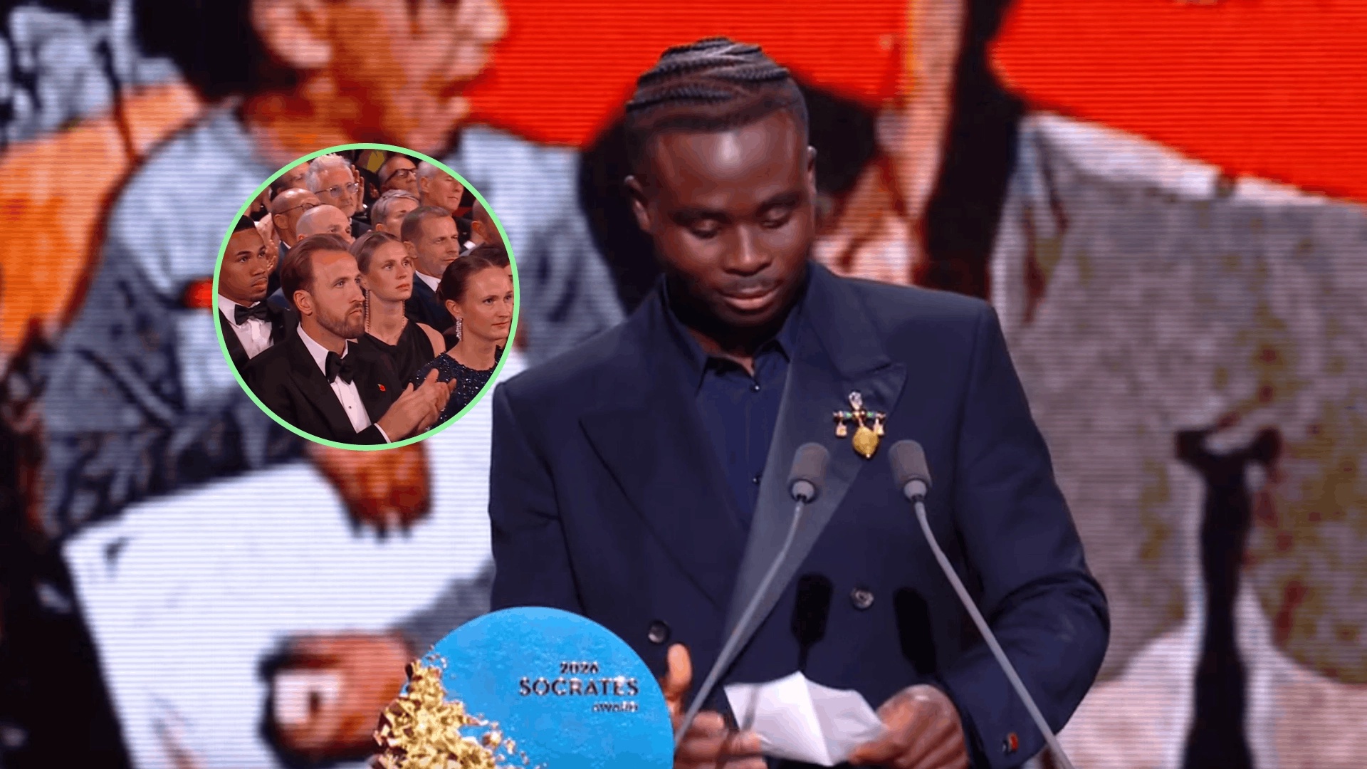 Bukayo Saka reads out emotional letter from 14-year-old after winning Socrates Award at Ballon d'Or
