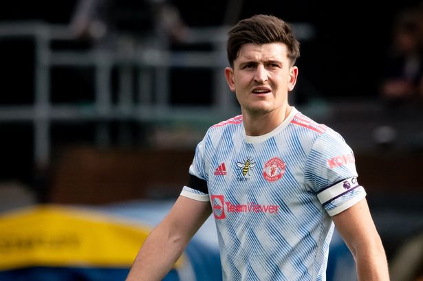 LONDON, ENGLAND - MAY 22: Harry Maguire of Manchester United looks on during the Premier League match between Crystal Palace and Manchester United at Selhurst Park on May 22, 2022 in London, United Kingdom. (Photo by Ash Donelon/Manchester United via Getty Images)