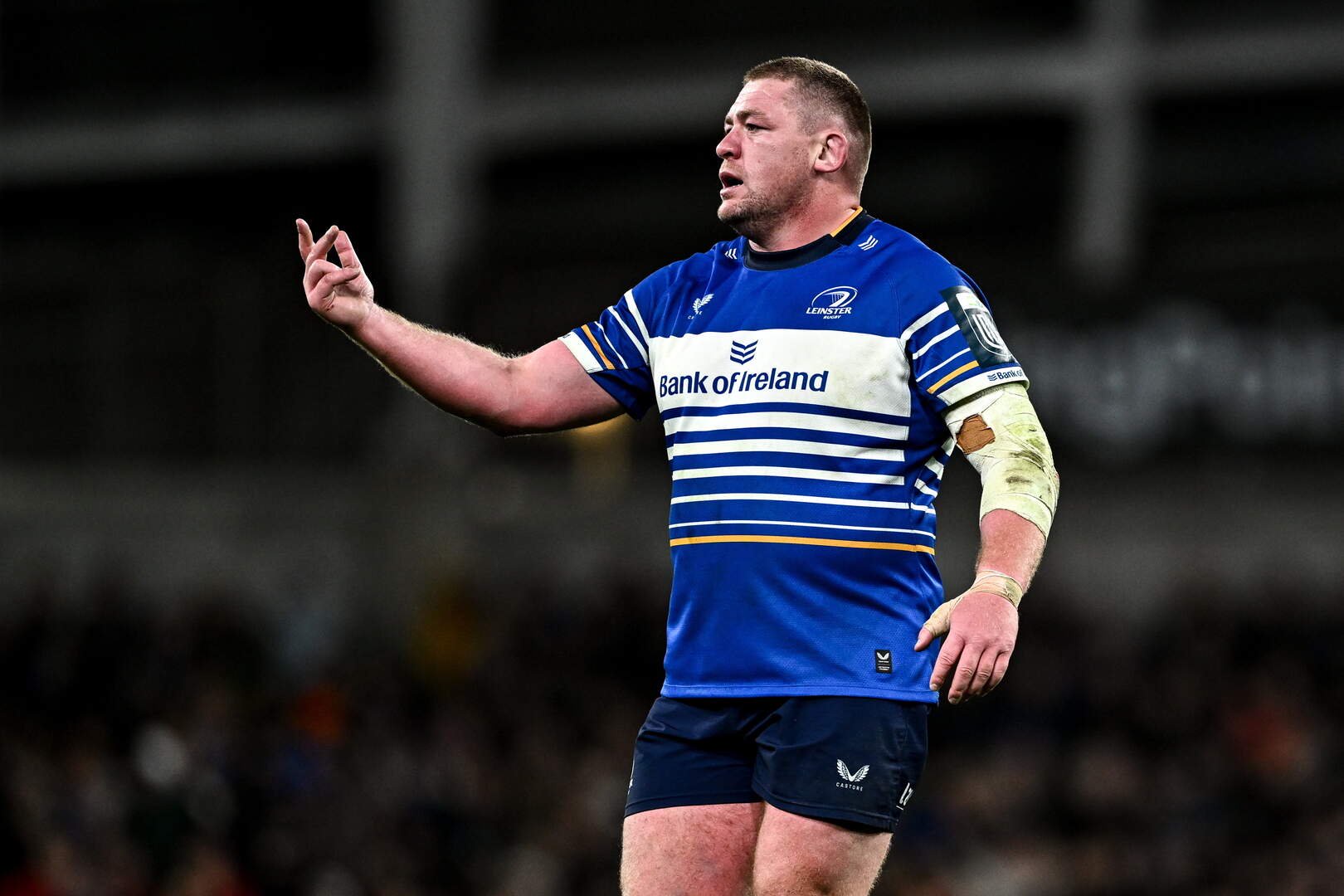 Tadhg Furlong during the United Rugby Championship match between Leinster and Munster at the Aviva Stadium 