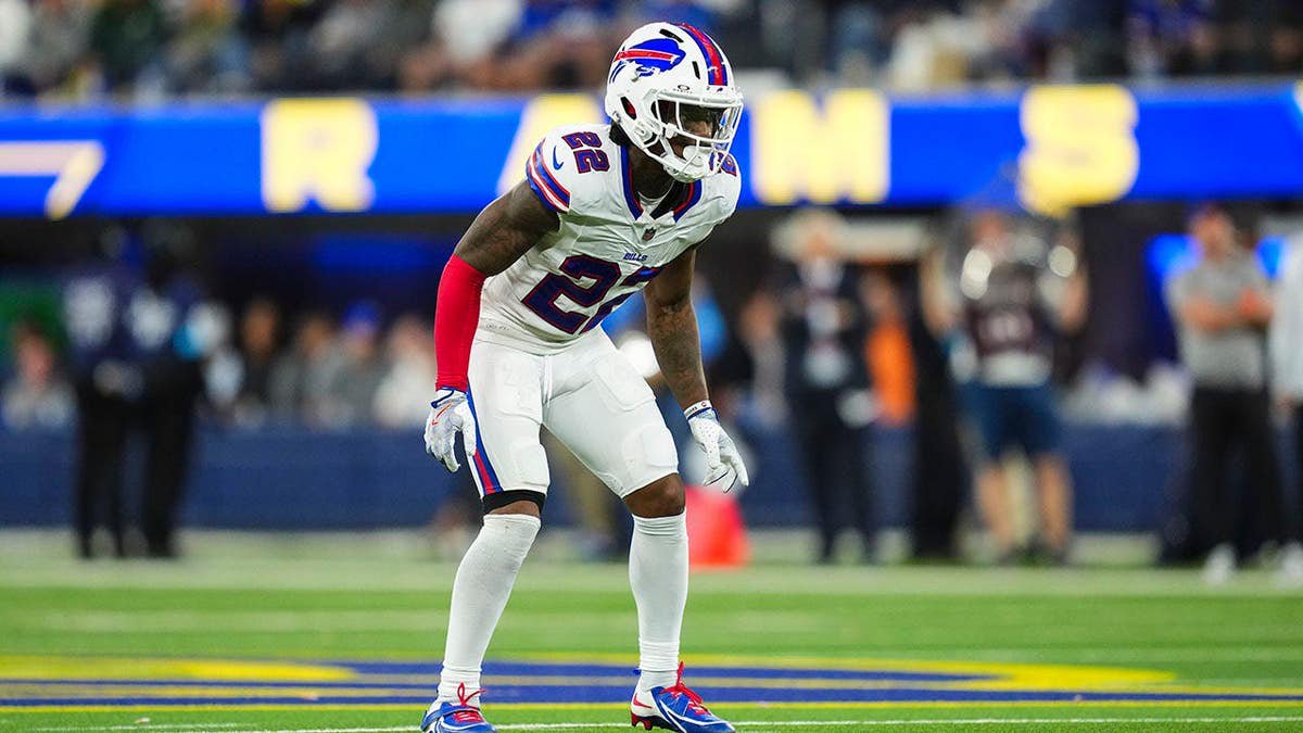 C.J. Gardner-Johnson of the Buffalo Bills lines up before the snap during an NFL game.