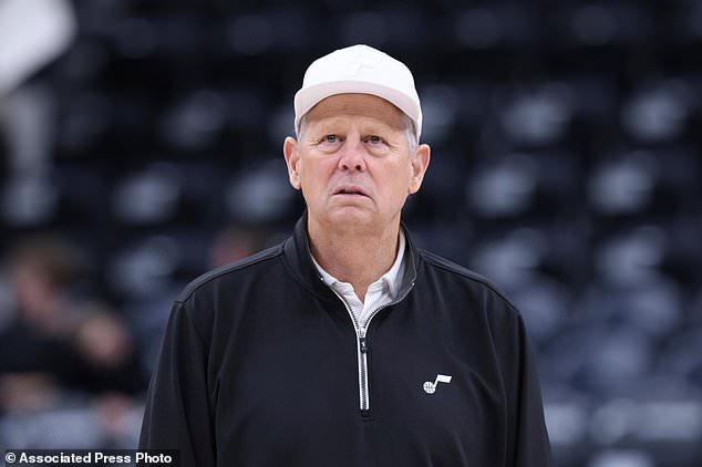 FILE - Utah Jazz CEO Danny Ainge watches the team warm up before an NBA basketball game against the Los Angeles Lakers, Feb. 12, 2025, in Salt Lake City. (AP Photo/Rob Gray, File)