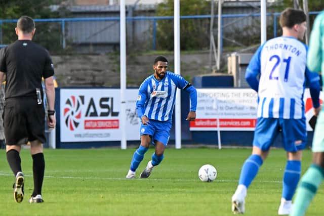 Hartlepool United defender Reiss McNally in action against Marine (photo Chris Fryatt)