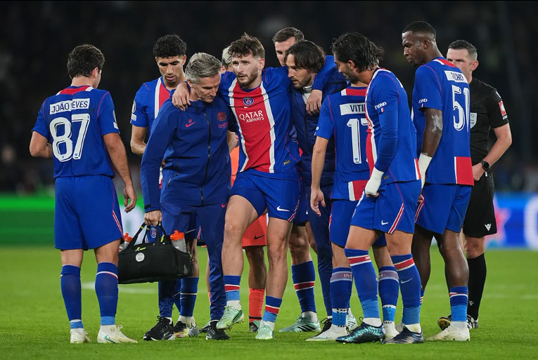Paris Saint-Germain winger Khvicha Kvaratskhelia got injured against Barcelona on Tuesday, October 20, 2026. PHOTO/https://www.facebook.com/PSG