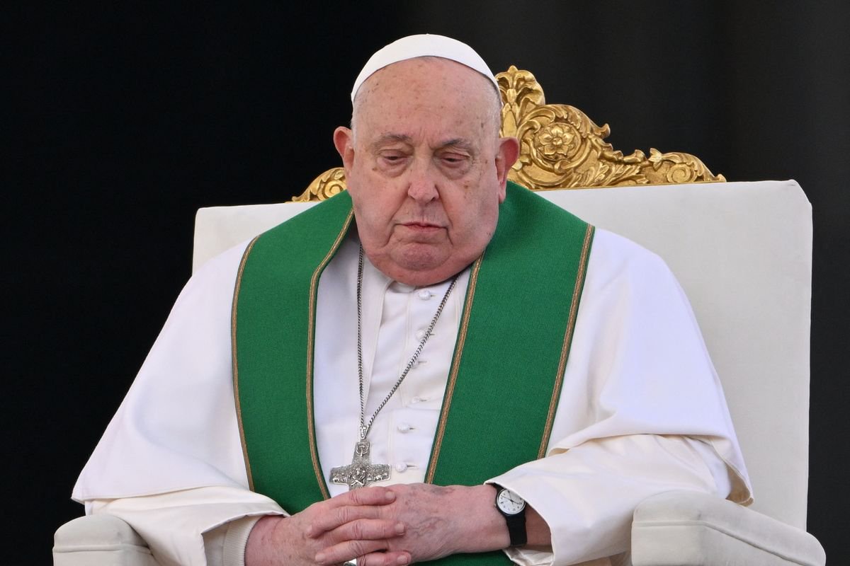 The Pope celebrating the mass for the Jubilee of the Armed Forces at St. Peter's Square in the Vatican on February 9