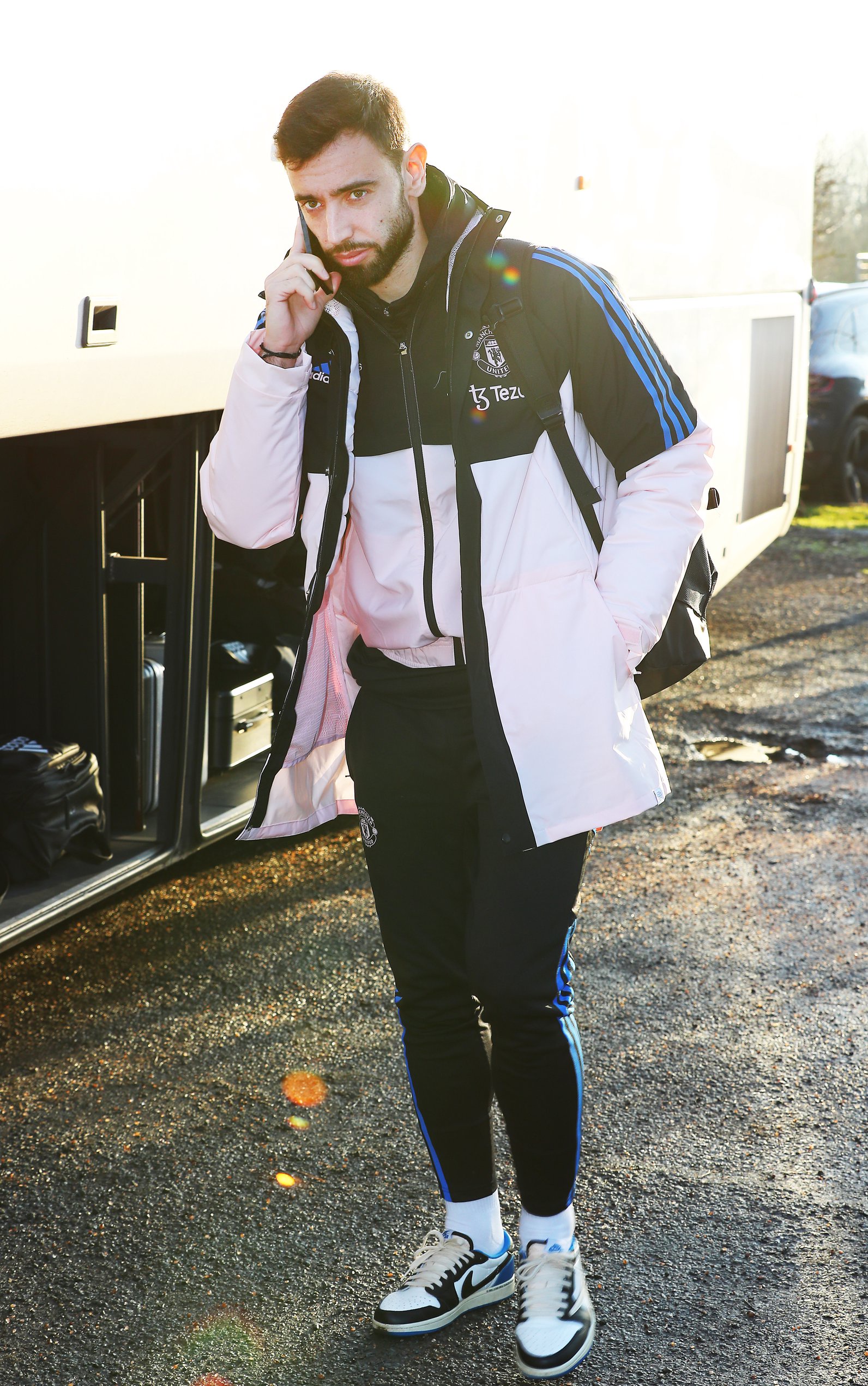 Bruno Fernandes chats on the phone