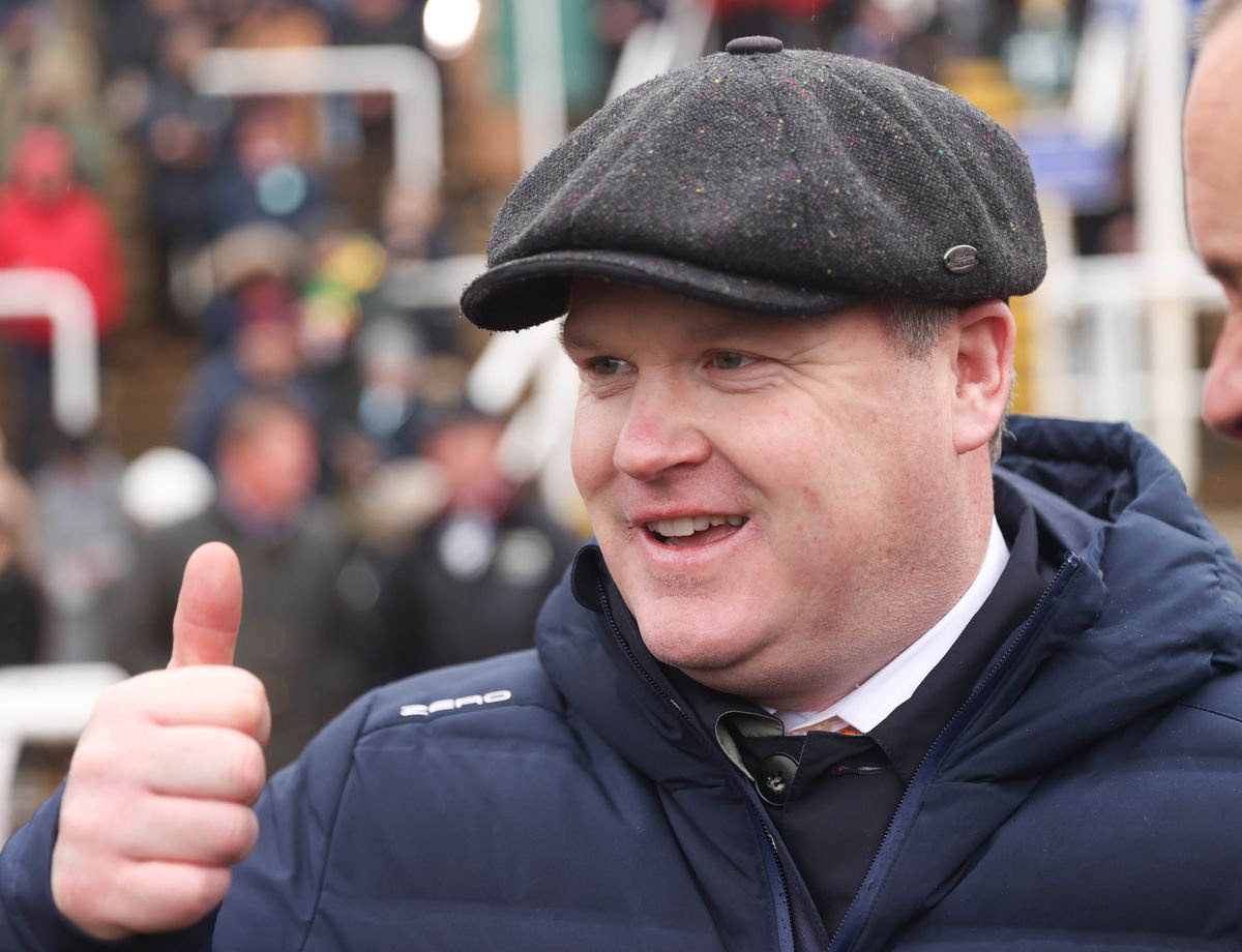 Trainer Gordon Elliott celebrates after Jack Kennedy on Woodhooh wins at Cheltenham earlier this year.