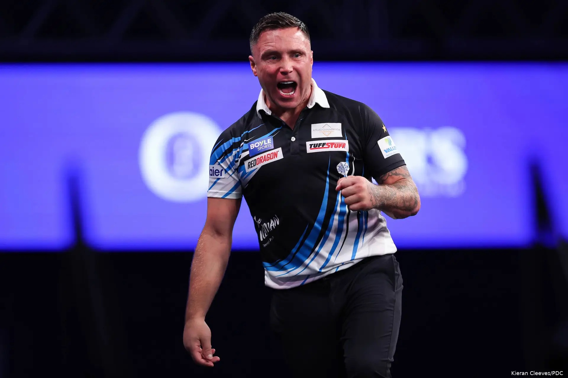 Gerwyn Price cheering on stage
