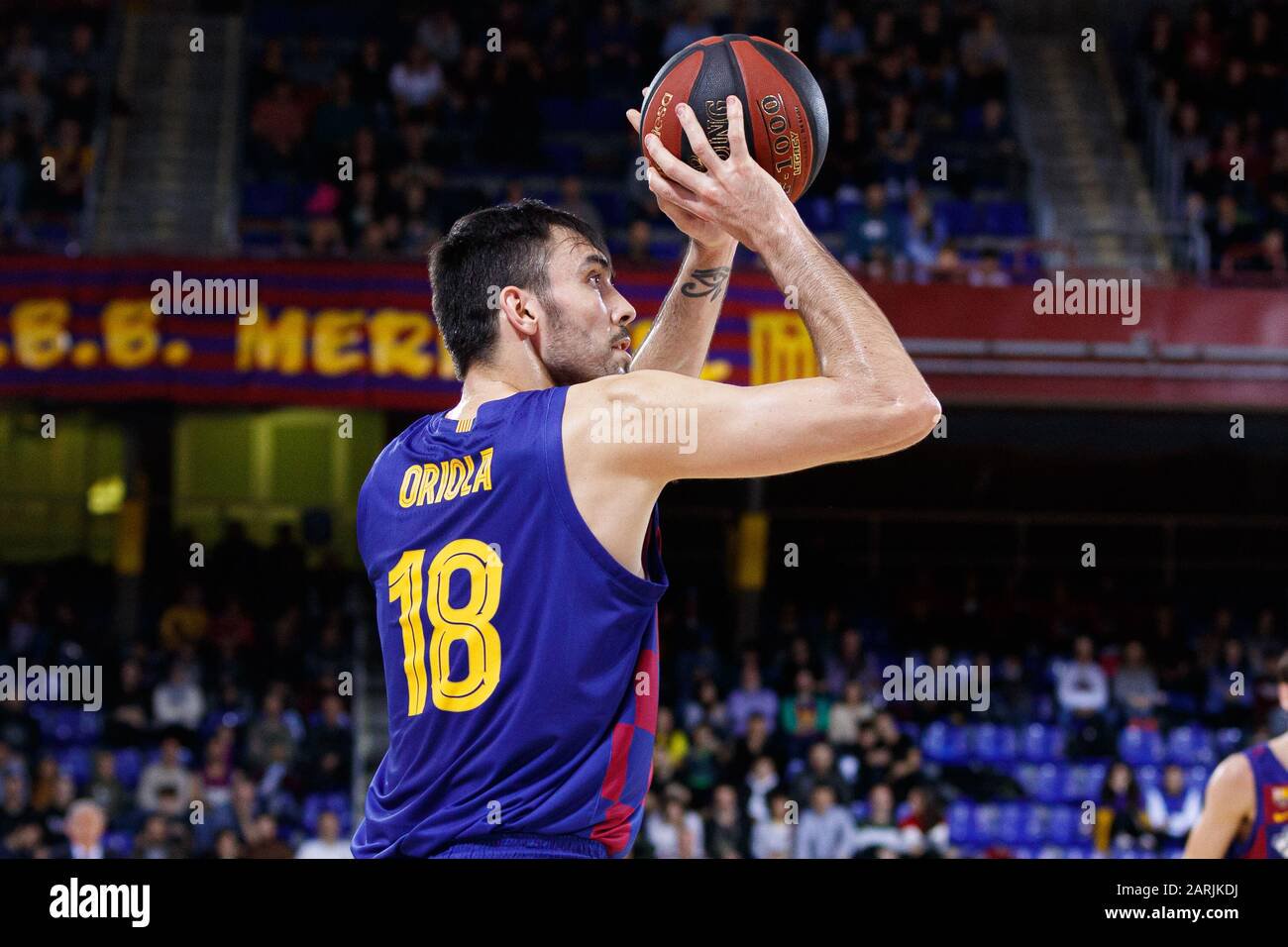 Barcelona spain january pierre oriola of fc barcelona during liga endesa match between fc barcelona and real betis at palau b