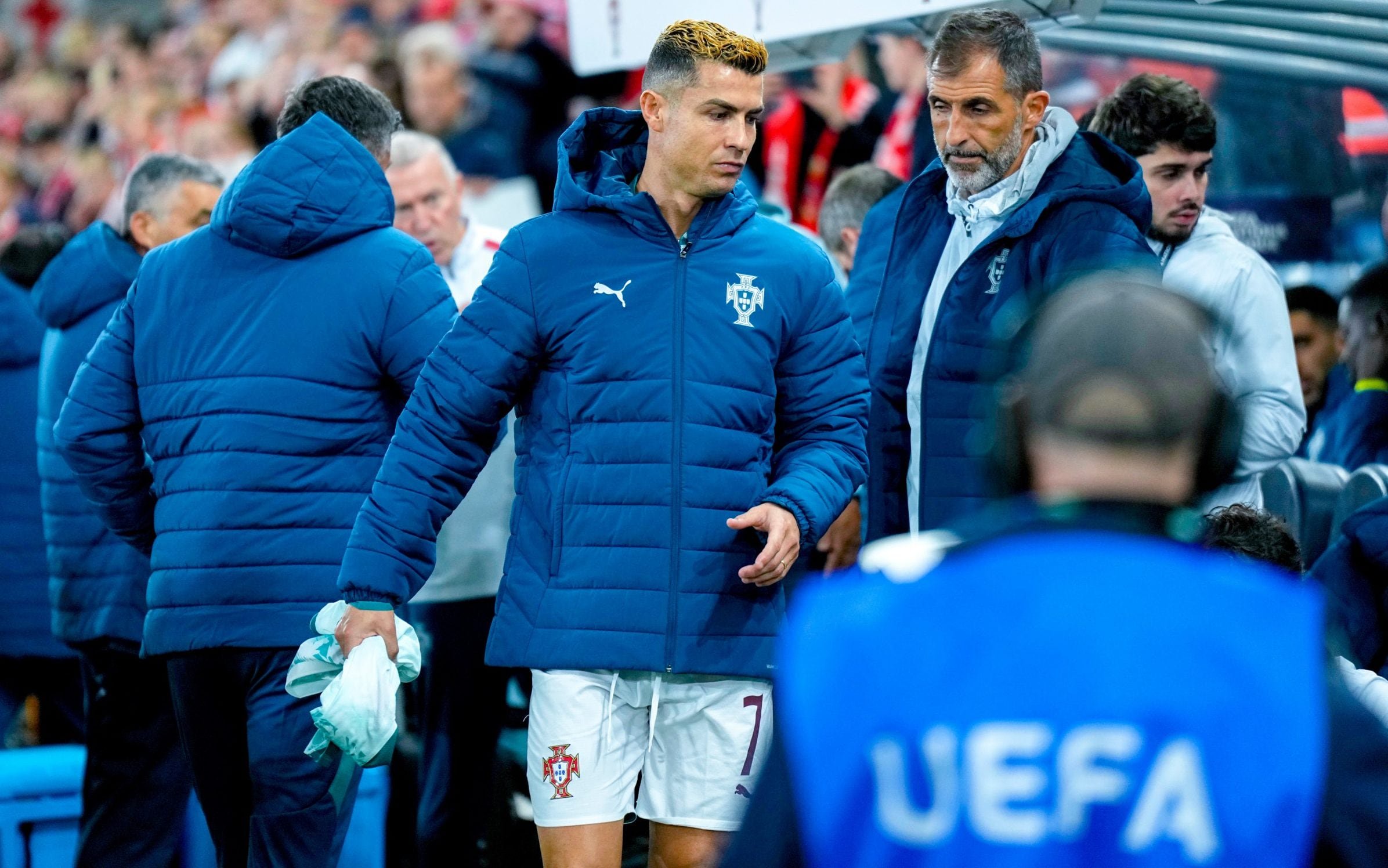 Cristiano Ronaldo on the bench against Norway