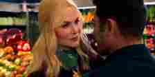 Nicole Kidman as Brooke About to Kiss Zac Efron as Chris in the Produce Section in A Family Affair
