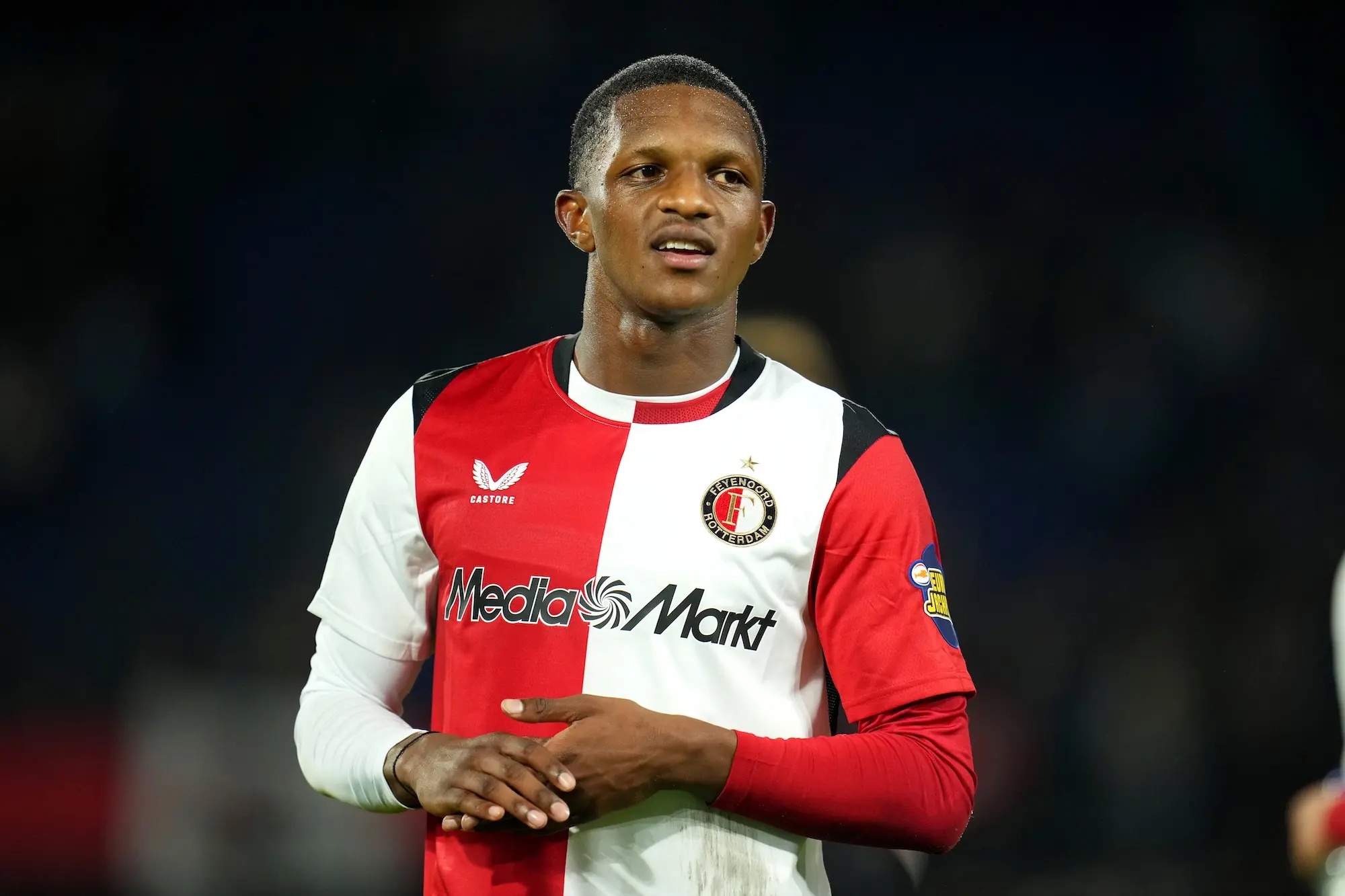 Givairo Read of Feyenoord Rotterdam celebrates at full time during the Eredivisie match between Feyenoord and AZ Alkmaar.