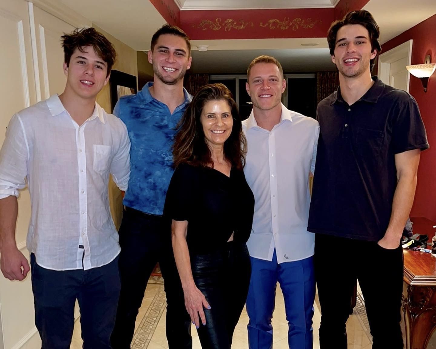 Lisa McCaffrey (C) with sons Luke, Max, Christian, and Dylan in February 2021.Credit: @lisamccaffrey