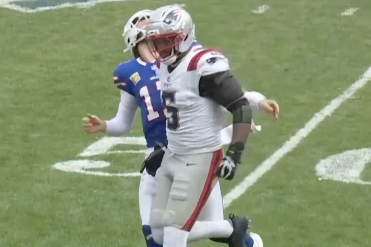 Josh Allen tossed himself to the ground after running into Dre'Mont Jones