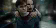 Harry carrying Griphook under his Cloak of Invisibility in Harry Potter and the Deathly Hallows Part 2