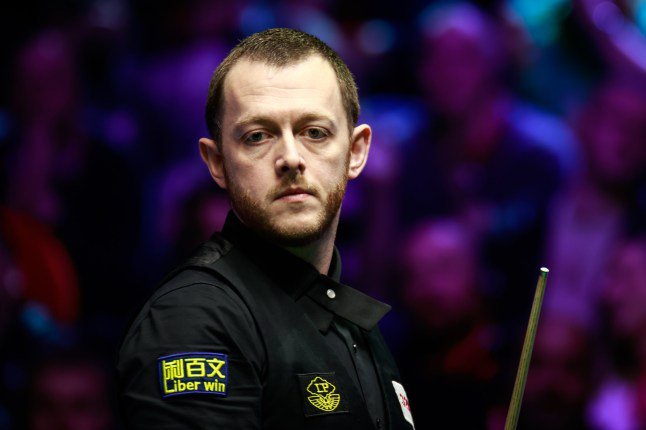 YORK, ENGLAND - NOVEMBER 30: Mark Allen of England reacts in the Semifinal match against Barry Hawkins of England on day 8 of the 2024 UK Championship at Barbican Centre on November 30, 2024 in York, England. (Photo by Tai Chengzhe/VCG via Getty Images)