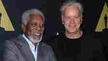 Morgan Freeman and Tim Robbins at movie premiere