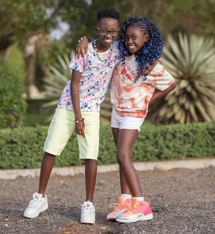 Beautiful photos of Okyeame Kwame's kids shows they have the best brother-sister goals