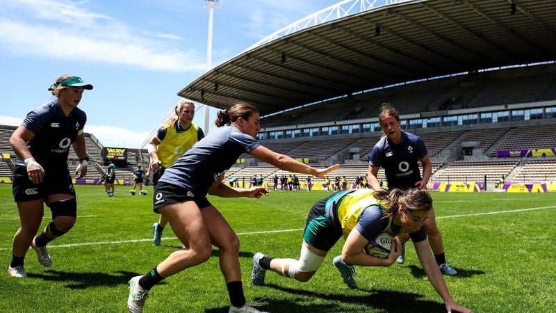 23 October 2026; Eve Higgins makes a break during an Ireland Women's Rugby captain's run at Athlone Stadium in Cape Town, South Africa. Photo by Shaun Roy/Sportsfile