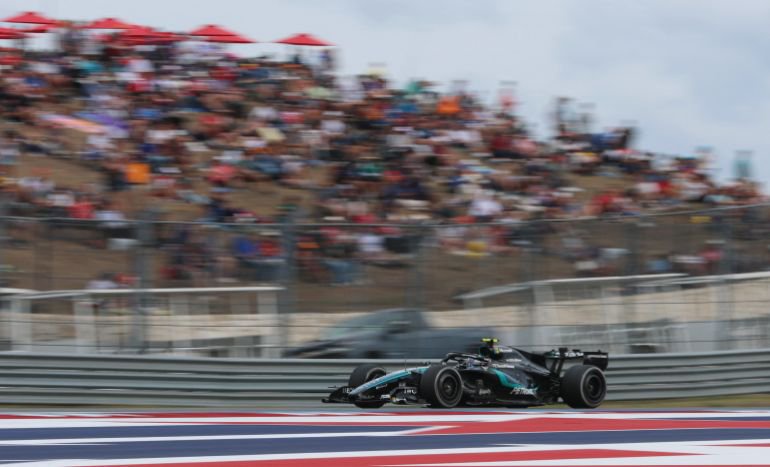 October 25, 2026; Austin, Texas, U.S.; Mercedes' Andrea Kimi Antonelli in action during the race. Mandatory Credit: Michael Johnson-Imagn Images