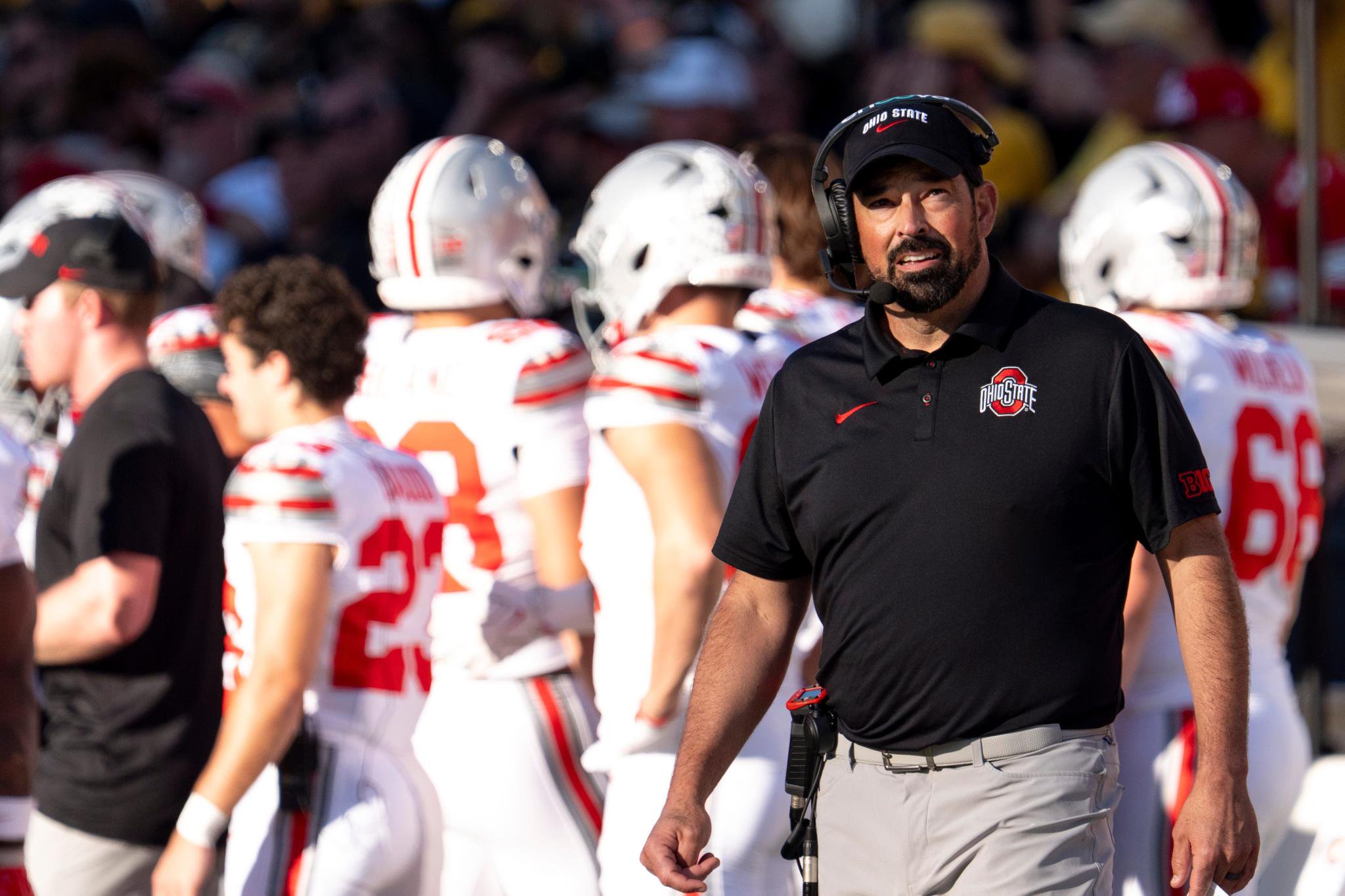 Ohio State Buckeyes head coach Ryan Day on the sideline during a game.