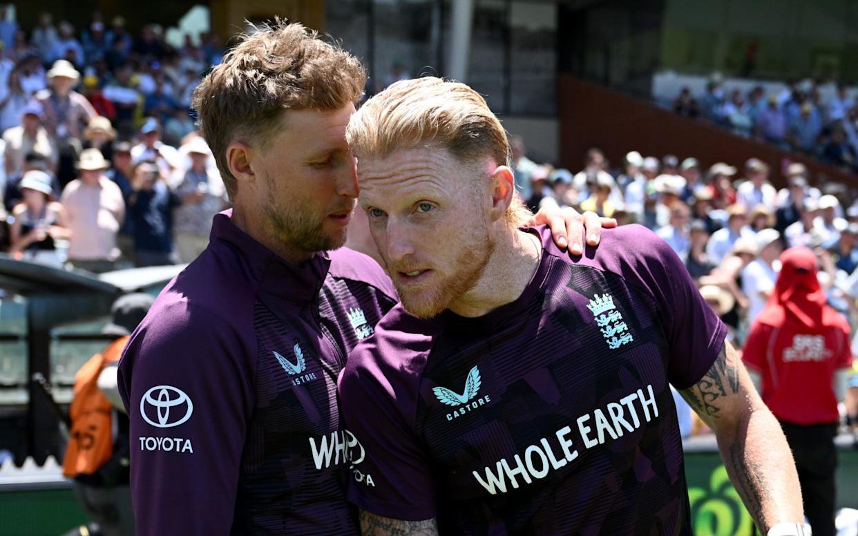 England captain Ben Stokes with Joe Root after losing the Third Test Match