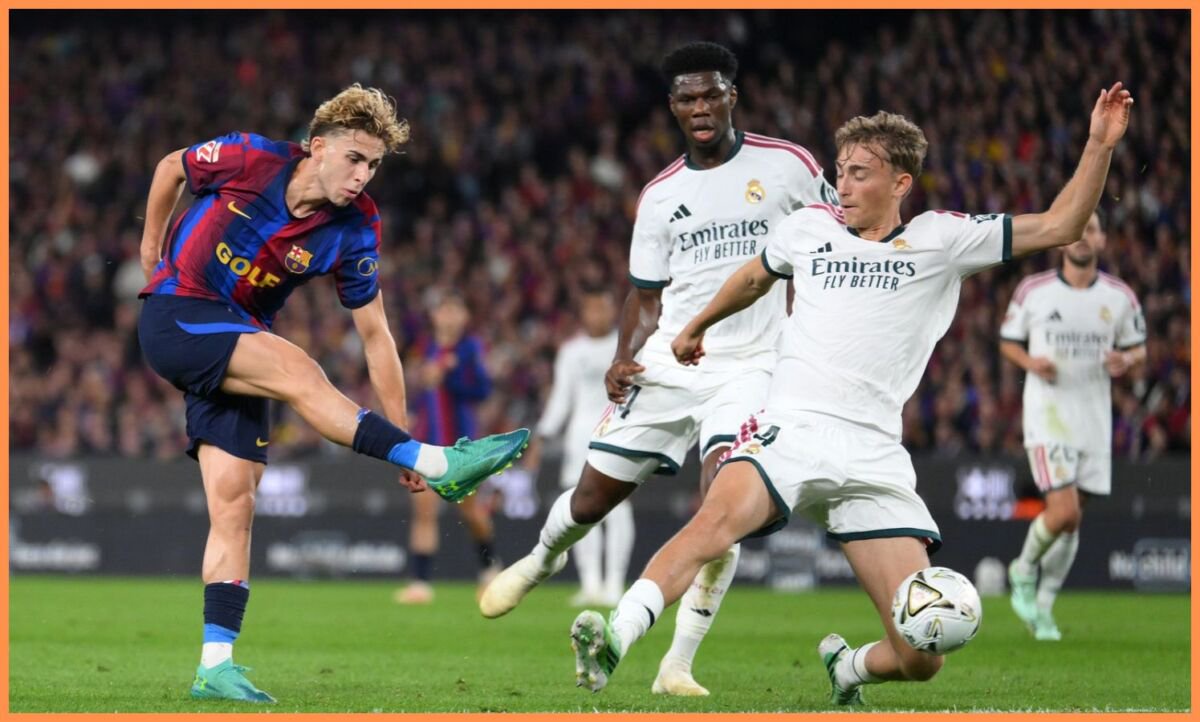Fermin Lopez in action for Barcelona against Real Madrid