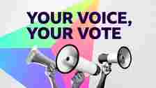 BBC Graphic showing BBC You Voice, Your Vote branding