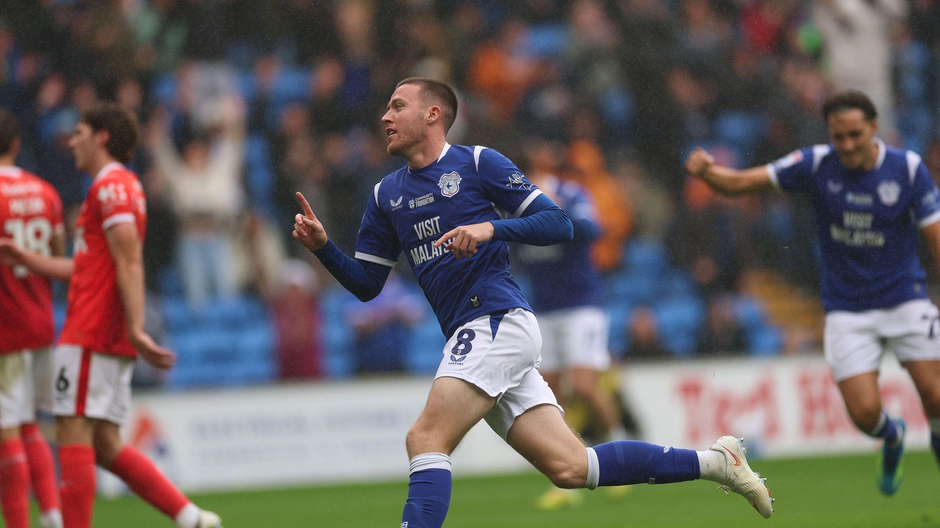 Jack Moylan celebrates scoring for Cardiff City
