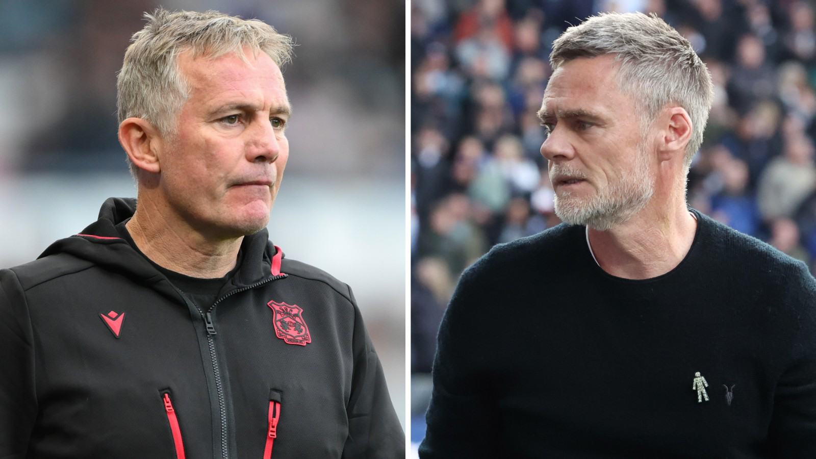 Wrexham manager Phil Parkinson (left) and Preston North End boss Graham Alexander (right)