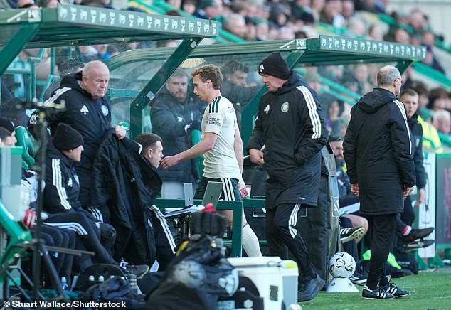 Celtic defender Alistair Johnston is substituted after a comeback that lasted just 20 minutes