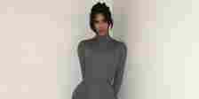 Kim Kardashian in a Gray Dress