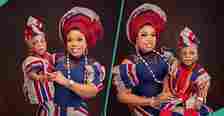 "This Is Lovely": Woman and Her Son Slay in Matching Aso-Oke Outfits, Give Family Goals