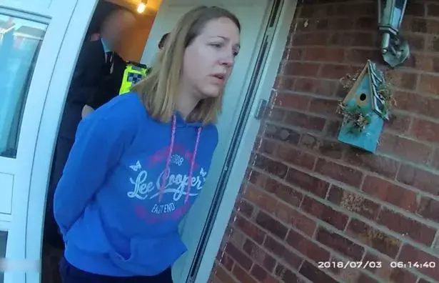 Letby being arrested at home in Chester in 2018