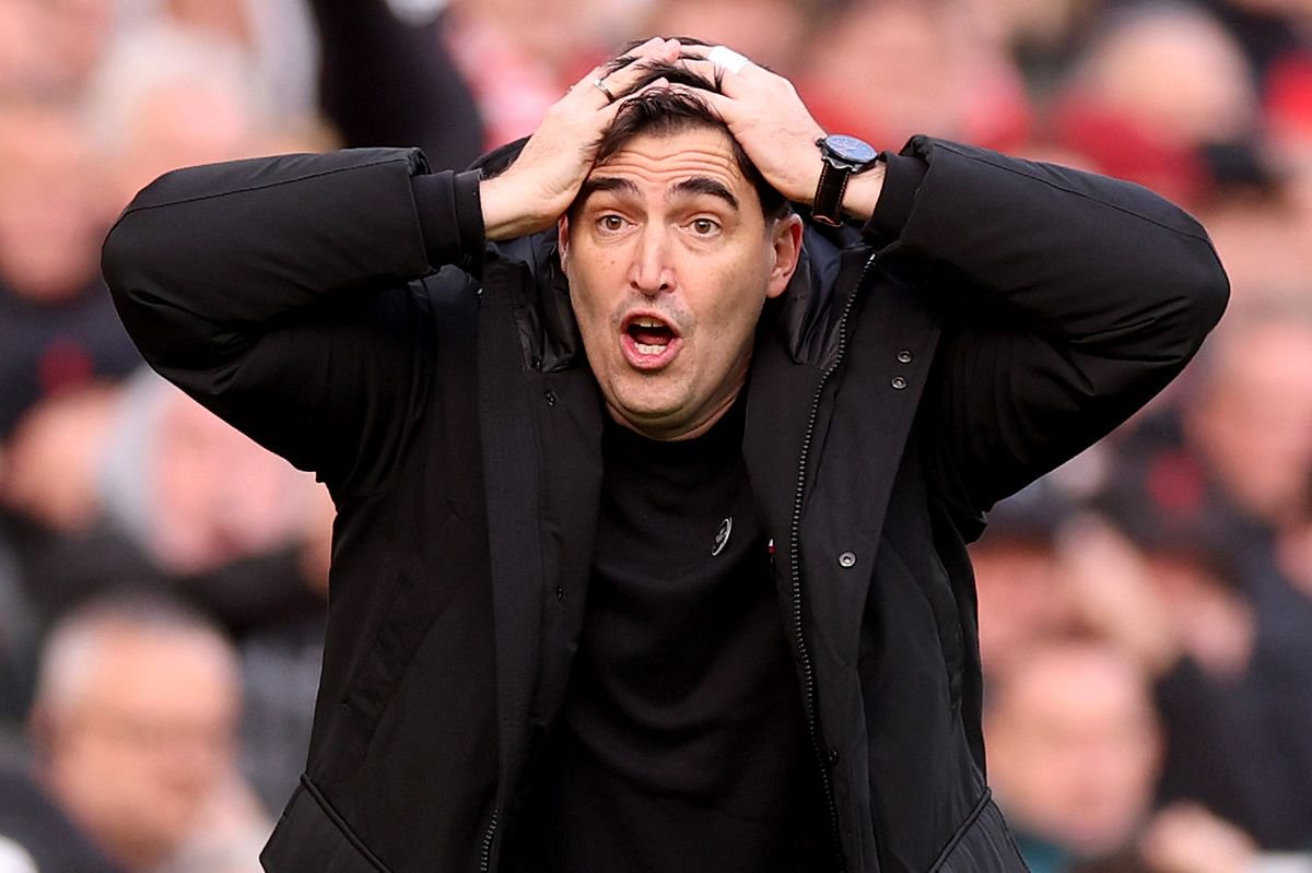 Andoni Iraola, Manager of Liverpool, reacts during the Premier League 2026/27 match between Liverpool FC and Brighton & Hove Albion at Anfield on October 25, 2026 in Liverpool, England