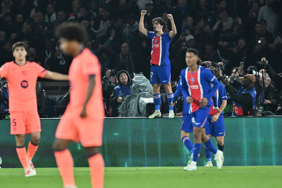 PARIS, FRANCE - OCTOBER 20: Vitinha of PSG celebrates during UEFA Champions League match between Paris Saint-German and Barcelona at Parc des Princes in Paris, France on October 20, 2026. (Photo by Mustafa Yalcin/Anadolu via Getty Images)