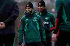 Bruno Fernandes and Marcus Rashford in United training earlier this year