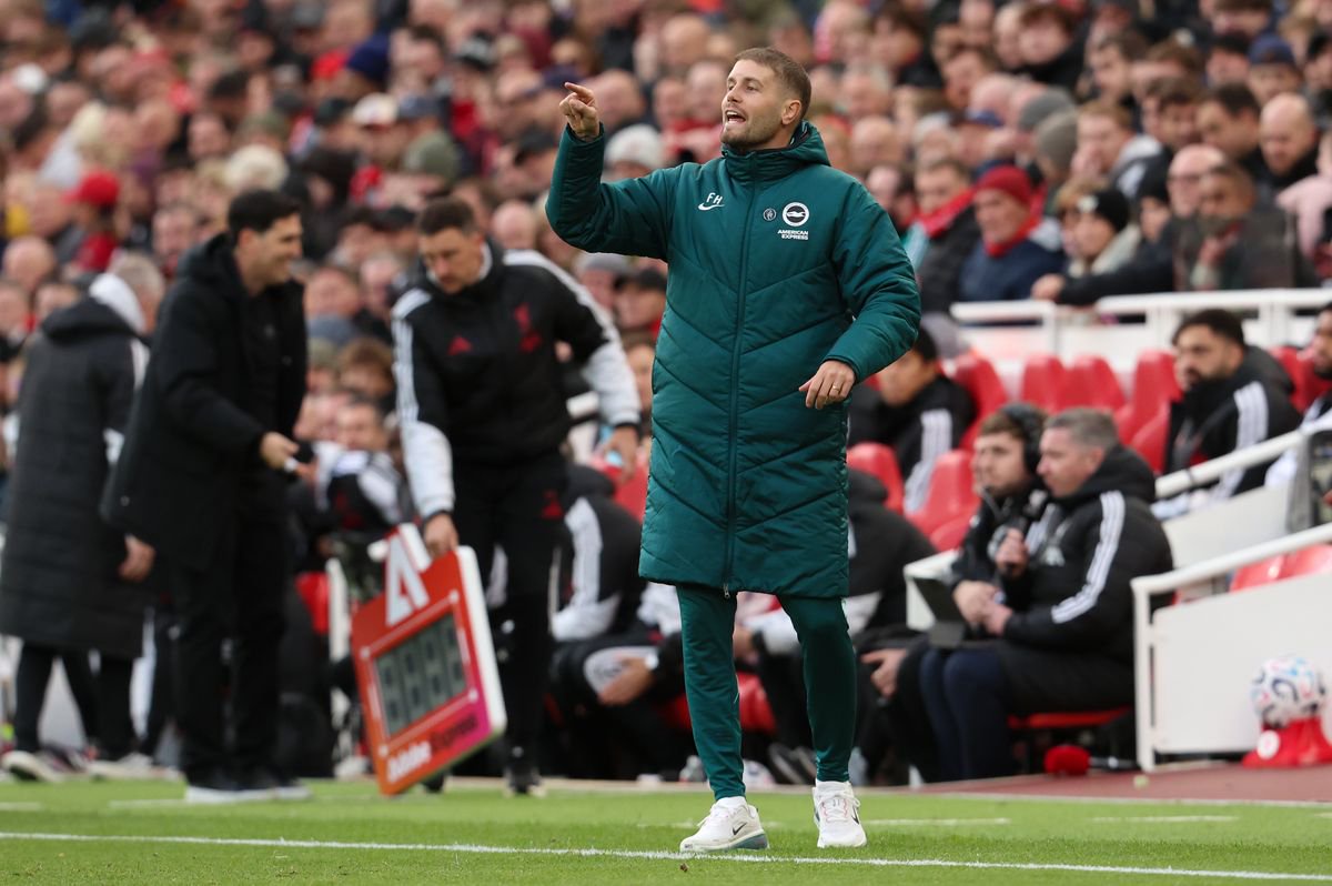 Fabian Hurzeler manager of Brighton & Hove Albion during the Premier League 2026/27 match between Liverpool FC and Brighton & Hove Albion at Anfield on October 25, 2026 in Liverpool, England