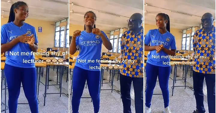 Lecturer Walks into Female Student Dancing Alone in Class His Reaction Is Priceless