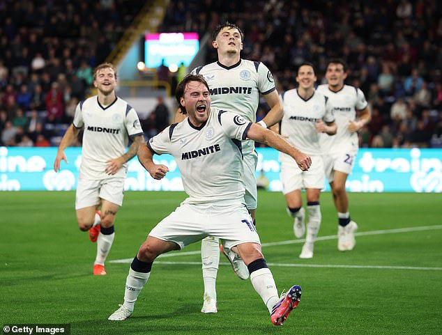 Aidan Morris celebrates scoring against Burnley last month - Boro are flying as they welcome Charlton on Saturday on a 10-game unbeaten run