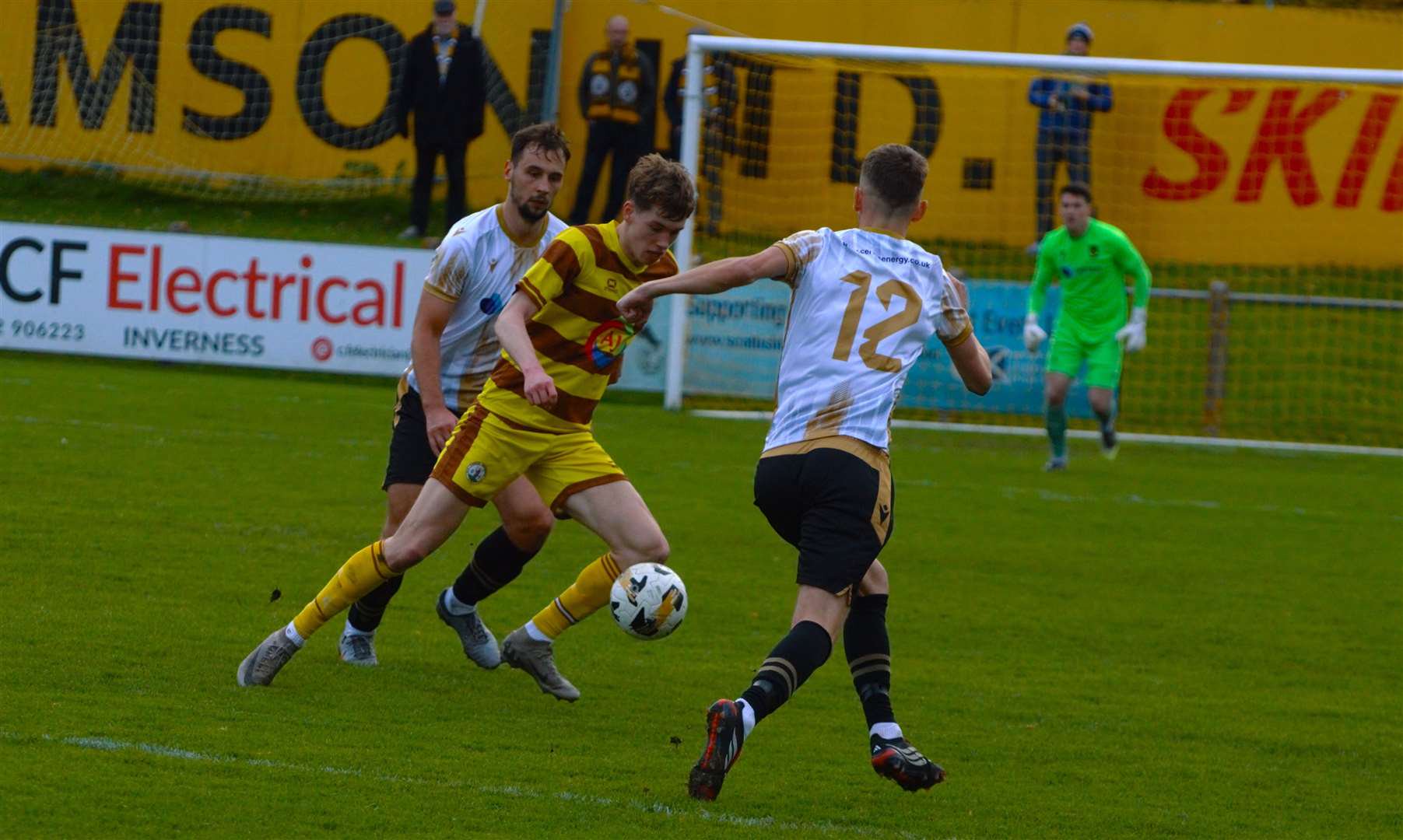 Action from Forres Mechanics at home to Huntly. Picture: Derek Lowe