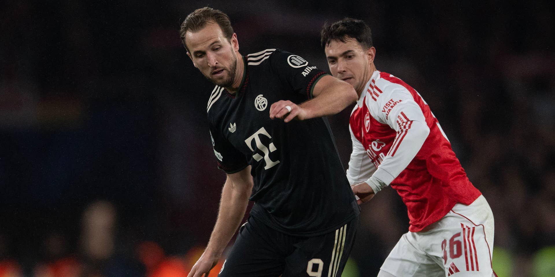 Bayerns Harry Kane gegen Arsenal Martin Zubimendi