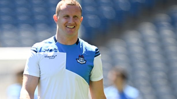 Dublin , Ireland - 21 June 2026; Cormac Costello, left, and Ciaran Kilkenny of Dublin before the GAA Football All-Ireland Senior Championship Round 3 match between Dublin and Donegal at Croke Park in Dublin. (Photo By Ramsey Cardy/Sportsfile via Getty Images)
