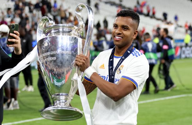 PARIS, FRANCE - MAY 28: Rodrygo of Real Madrid during the celebration following the UEFA Champions League final match between Liverpool FC and Real Madrid at Stade de France on May 28, 2022 in Saint-Denis near Paris, France.