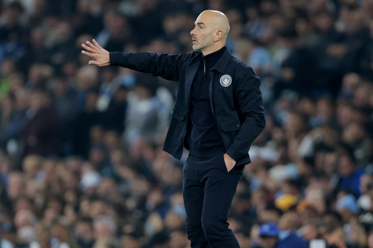 MANCHESTER, ENGLAND - OCTOBER 14: Enzo Maresca, Manager of Manchester City on the side line during the UEFA Champions League 2026/27 League Phase MD2 match between Manchester City and Paris Saint-Germain at City of Manchester Stadium on October 14, 2026 in Manchester, England. (Photo by Richard Sellers/Sportsphoto/Allstar via Getty Images)