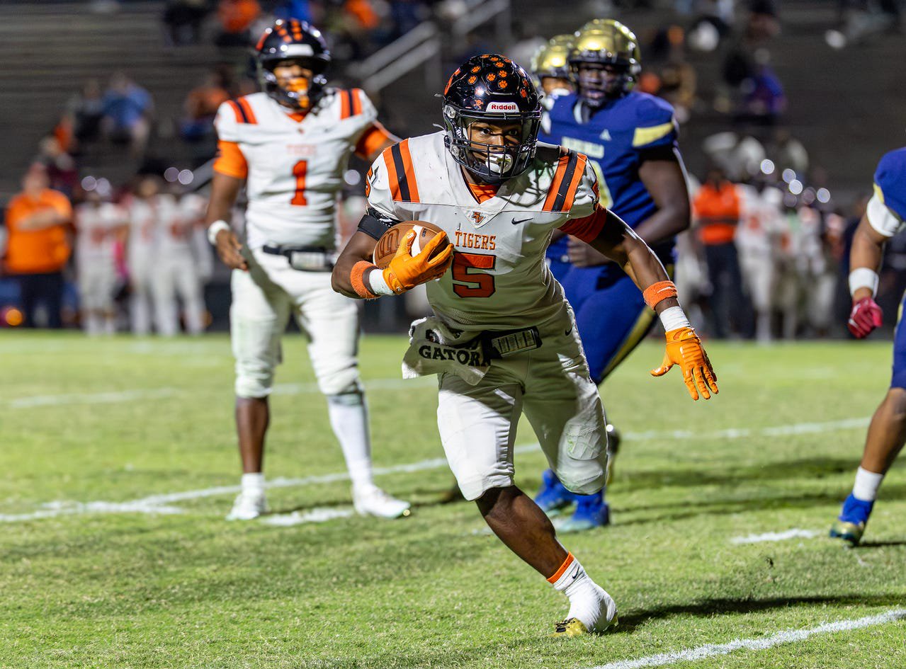 Cristian Simmons takes off as E.E. Smith plays host to South View at D.T. Carter Football Stadium Friday, Oct. 9, 2026, in an Eastern Sandhills Conference matchup.